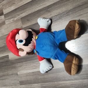 Super Mario Plush Doll 20" Stuffed Toy Pillow Zipper Back Pocket Large Nintendo